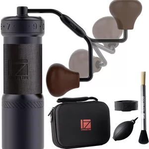 آسیاب قهوه دستی 1Zpresso K-Ultra با تیغه مخروطی استیل ضد زنگ، دسته تاشو، تنظیمات خارجی قابل تنظیم عددی، آسیاب همه کاره (خاکستری آهنی) 