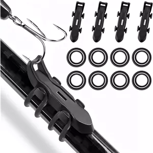 نگهدارنده قلاب ماهیگیری HK2F، نگهدارنده مغناطیسی قلاب ماهی با حلقه های لاستیکی 2 سایز، نگهدارنده سریع طعمه زاویه دار برای میله، لوازم جانبی ماهیگیری آسان برای ماهیگیران (4 عدد، مشکی)