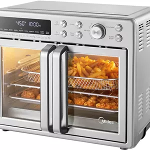 ترکیب فر توستر درب فرانسوی و سرخ کن هوا Midea Flexify، 25 لیتری، فر رومیزی سرخ کن هوا بسیار بزرگ 10 در 1، پخت و پز 25٪ سریعتر و 90٪ روغن کمتر، استیل ضد زنگ