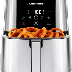 سرخ کن بدون روغن لمسی Chefman TurboFry®، سایز بزرگ XL 8 لیتری مناسب خانواده، تنظیمات دیجیتال از پیش تعیین شده با یک لمس، سیب زمینی سرخ کرده، مرغ، گوشت، ماهی، قطعات نچسب قابل شستشو در ماشین ظرفشویی، خاموش شدن خودکار، استیل ضد زنگ