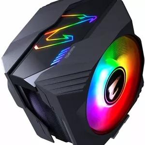 خنک کننده پردازنده بادی گیگابایت Aorus ATC800، دارای 6 لوله مسی 6 میلی‌متری با تماس مستقیم، 2 فن 12 سانتی‌متری RGB با بلبرینگ دوبل، به همراه کیت نصب LGA 1700، سرعت 600-2000 دور در دقیقه، ولتاژ 12، مشکی | ATC800