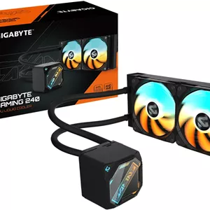 خنک کننده پردازنده GIGABYTE GAMING 240 ICE، دارای 2 فن 120 میلی متری ARGB، سرعت فن 2200 دور در دقیقه، جریان هوای فن 61.61 CFM، نوع بلبرینگ 2 توپی، رادیاتور آلومینیومی، بلوک مسی، مشکی | GP-GIGABYTE-GME-240