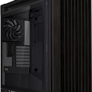 کیس کامپیوتر ASUS ProArt P602 Wood Edition Mid Tower، دارای 2 فن 200 میلی‌متری در جلو و 1 فن 140 میلی‌متری از پیش نصب‌شده، پشتیبانی از رادیاتور تا 420 میلی‌متر و 6 فن، محافظت در برابر گرد و غبار، پنل شیشه‌ای حرارت‌دیده، مشکی | 90DC00J0-B09010