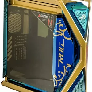 کیس کامپیوتر ASUS ROG Hyperion GR701 E-ATX نسخه Dhahab، پنل های جانبی شیشه ای حرارت دیده، پشتیبانی از رادیاتور دوگانه تا 420 میلی متر، 4 عدد فن 140 میلی متری، نگهدارنده فلزی کارت گرافیک، هاب فن ARGB، شارژ سریع 60 واتی | 90DC00F0-B39000