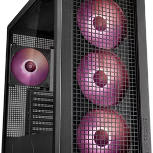 کیس کامپیوتر ASUS TUF Gaming GT302 aRGB Mid Tower، دارای 4 فن 140 میلی‌متری aRGB از پیش نصب شده، پشتیبانی از رادیاتور تا 360 میلی‌متر و 7 فن، 1x 3.5mm، 2x USB-A، & 1x USB-C I/O، مشکی | 90DC00I0-B19000