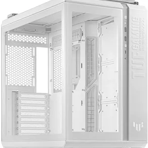 کیس گیمینگ ASUS TUF GT502 Mid Tower ATX، شیشه حرارت دیده، 8 اسلات توسعه، پشتیبانی از رادیاتور 360 میلی‌متری، 4 جایگاه ترکیبی 2.5/3.5 اینچی، کاملا ماژولار، پشتیبانی از خنک کننده 120 میلی‌متری، سفید | 90DC0093-B19000