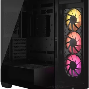 کیس کامپیوتر مید تاور Corsair 3500X aRGB، دارای 3 فن RS120 ARGB از پیش نصب شده، پشتیبانی از رادیاتور تا 360 میلی متر و 10 فن، پنجره شیشه ای حرارت دیده، 1x Type-C، 2x Type-A و ورودی/خروجی صدا، مشکی | CC-9011278-WW