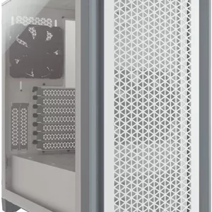 کیس کامپیوتر Corsair 4000D Airflow Tempered Glass Mid-Tower ATX، دارای 2 فن 120 میلی‌متری از پیش نصب شده، پشتیبانی از رادیاتور تا 360 میلی‌متر و 6 فن 120 میلی‌متری، 1x Type-C، 1x Type-A و ورودی/خروجی صدا، سفید I CC-9011201-WW
