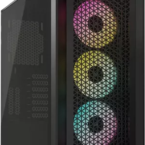 کیس مید تاور CORSAIR iCUE 4000D RGB AIRFLOW V2، طراحی با جریان هوای بالا، پنل شیشه ای حرارت دیده، پشتیبانی از رادیاتور تا 360 میلی متر و 3 عدد فن AF120 RGB ELITE، کنترلر Node PRO، مدیریت کابل RapidRoute - مشکی | CC-9011240-WW