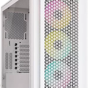 کیس مید تاور CORSAIR iCUE 4000D RGB AIRFLOW V2، طراحی با جریان هوای بالا، پنل شیشه ای حرارت دیده، پشتیبانی از رادیاتور تا 360 میلی متر و 3 عدد فن AF120 RGB ELITE، کنترلر Node PRO، مدیریت کابل RapidRoute - سفید | CC-9011241-WW