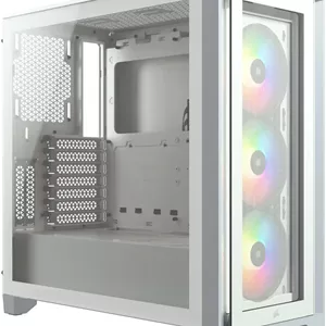 کیس کامپیوتر Corsair iCUE 4000X RGB Mid Tower ATX، جنس بدنه فولادشیشه حرارت دیدهپلاستیک، پشتیبانی از رادیاتور تا 360 میلی‌متر، دارای پورت‌های ورودی/خروجی Type-C/USB3.0/Audio، سفید - CC-9011205-WW