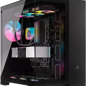 کیس کامپیوتر مید تاور ATX کرسیر iCUE LINK 6500X RGB، دارای 3 فن RX RGB از پیش نصب شده، پشتیبانی از رادیاتور تا 360 میلی‌متر و 10 فن، طراحی دو محفظه‌ای، شیشه حرارت دیده، ورودی/خروجی مدرن، مشکی | CC-9011269-WW