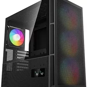 کیس کامپیوتر مید تاور ATX دیجیتال دیپ کول مدل CH560، ساخته شده از مواد ABS SPCC شیشه حرارت دیده، نمایشگر دیجیتال دو حالته، پنل کناری شیشه ای با جریان هوای ترکیبی، مشکی | R-CH560-BKAPE4D-G-1