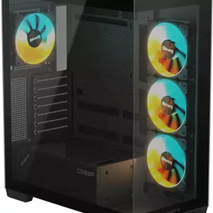 کیس کامپیوتر GIGABYTE C500 ATX، پشتیبانی از کارت گرافیک 410 میلی‌متری/BL ST ATX، فرم فاکتور Mid Tower، نورپردازی RGB، پشتیبانی از درایو 3.5 اینچی، فن از پیش نصب شده، مدیریت کابل داخلی، مشکی | C500P-ST-ATX