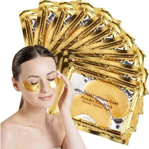 ماسک های درمان زیر چشم طلای 24 عیار HIQUAY، ماسک چشم برای حلقه های تیره، کلاژن ژل پودر طلای کریستالی برای چین و چروک زیر چشم، رفع پف زیر چشم، آبرسان، پف کرده 20 عدد / 10 جفت