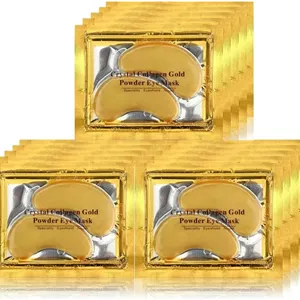 ماسک زیر چشم کلاژن کریستالی طلای 24 عیار Kailisen، پچ های زیر چشم اسید هیالورونیک ضد پیری برای مرطوب کردن و کاهش سیاهی دور چشم (15 جفت)