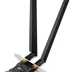 کارت شبکه وای فای 6E اینتل AX210 AXE5400 PCIe TP-Link برای کامپیوتر رومیزی، بلوتوث 5.3، WPA3، آداپتور بی سیم سه بانده 802.11axe با MU-MIMO، OFDMA، تاخیر بسیار کم، برای ویندوز 10 و 11 | Archer TXE72E