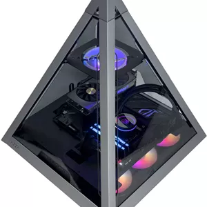 کامپیوتر گیمینگ هرمی - AMD Ryzen 7 9700X با 8 هسته و 16 رشته، NVIDIA RTX 5060 Ti 16GB، رم 32GB DDR5 6000MHz، SSD 1TB Gen 4، منبع تغذیه 750W Gold، خنک کننده مایع 360mm، Wi-FiBT