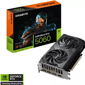 کارت گرافیک 8 گیگابایتی GIGABYTE GeForce RTX 5060 WINDFORCE MAX OC، حافظه GDDR7 128 بیتی، فرکانس هسته 2512 مگاهرتز، فرکانس حافظه 28 گیگابیت بر ثانیه، 3840 هسته CUDA، PCI-Express 5.0 | GV-N5060WF2MAX OC-8GD