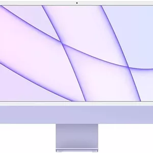 کامپیوتر رومیزی اپل iMac (2021)، نمایشگر 24 اینچی رتینا 4.5K، تراشه Apple M1 با پردازنده مرکزی 8 هسته ای، پردازنده گرافیکی 8 هسته ای، موتور عصبی 16 هسته ای، 8 گیگابایت رم، 512 گیگابایت SSD، گیگابیت اترنت، مجیک کیبورد انگلیسی و ماوس، بنفش | Z130002B9