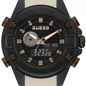 ساعت مچی عقربه ای مردانه GUESS با بدنه پلی کربنات و بند سیلیکونی