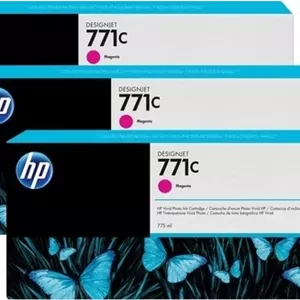 بسته ۳ عددی کارتریج جوهر اصلی سرخابی HP 771C مدل B6Y33A