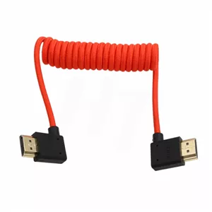 کابل HDMI 2.1 HDMI 4K 120fps 8K 60fps برای ATOMOS Ninja V Sony A7siii Canon C300 C500 Ronin RS2 مانیتور دوربین زاویه راست چپ نوع A بافته شده فنری