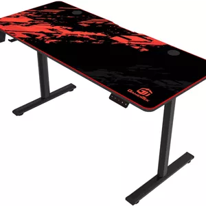 میز بازی GamerTek GT-Elevate X، بالابر الکترونیکی دکمه ای، دارای نگهدارنده هدست و لیوان، طراحی جادار، ارتفاع قابل تنظیم، ماوس پد بزرگ، قرمز و مشکی | GT-Elevate-X-RB