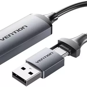 کارت کپچر ویدیو Vention، HDMI به USB-A / USB-C، تا رزولوشن 1080p @ 60Hz، تاخیر بسیار کم، روکش TPE، سرعت انتقال 480 مگابیت بر ثانیه، بدنه آلیاژ آلومینیوم، خاکستری | ACWHA