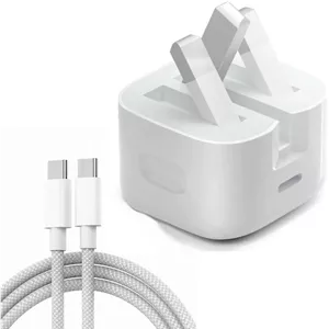 آداپتور برق 35 واتی USB C به همراه کابل Type C برای آیفون 17 پرو مکس، شارژر سریع دیواری Type C برای آیفون 16 پرو مکس/16 پرو/15/15 پلاس، آیپد، سامسونگ، وان پلاس، شیائومی و غیره (35 وات2 متر)