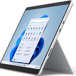 تبلت مایکروسافت Surface Pro 8 با پردازنده i5-1145G7، صفحه نمایش لمسی 12.3 اینچی، پردازنده Intel Core i5، رم 8 گیگابایتی، حافظه SSD 256 گیگابایتی، ویندوز 11 پرو 64 بیتی - مناسب برای کار اداری و بازی، پلاتینیوم، EB4-00001 (بازسازی شده)