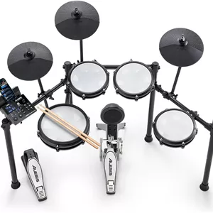 ست درام الکترونیکی Alesis Nitro Max Kit با پدهای مشبک بی‌صدا، اسنر 10 اینچی دو منطقه‌ای، بلوتوث، بیش از 440 صدای معتبر، USB MIDI، پدال کیک