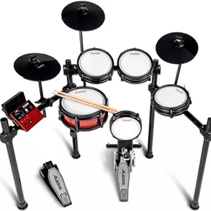 ست درام الکترونیکی Alesis Nitro Pro با پدهای مشبک دوگانه، بیش از 500 صدای معتبر BFD، بلوتوث، Drumeo، USB MIDI، سازگار با دوبل کیک