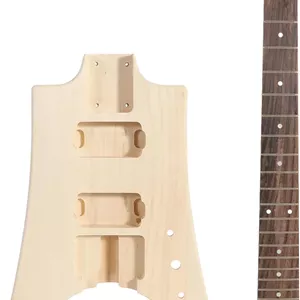 کیت گیتار الکتریکی ناتمام Fawoonu DIY بدنه گیتار چوبی خام قطعات جایگزین بدنه گیتار چوب Basswood گردن افرا 2 دایره خط دوبل