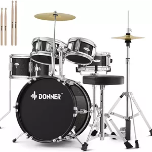 ست درام 5 تکه 14 اینچی Donner EDS-220MBE برای کودکان - مشکی متالیک