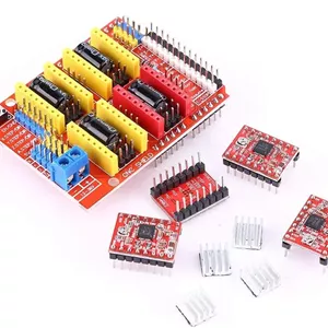 کیت برد توسعه CNC به همراه 4 عدد درایور موتور پله ای A4988 برای دستگاه های حکاکی و پرینتر سه بعدی