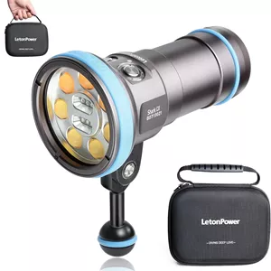 چراغ غواصی شارک CX 8000 لومن، چراغ ویدئویی ضد آب 120 متری زیر آب 98 CRI با زاویه پرتو گسترده 120 درجه چراغ قوه غواصی برای نور پرکننده عکاسی غواصی حرفه ای در زیر آب