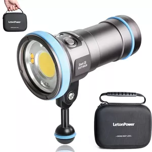 چراغ غواصی شارک CB 6000 لومن برای عکاسی زیر آب، چراغ ویدیویی زیر آب 120 متری 96 CRI با زاویه پرتو گسترده 120 درجه چراغ قوه غواصی برای نور پرکننده عکاسی غواصی حرفه ای