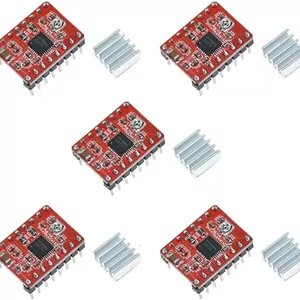 ۵ عدد درایور استپر A4988 به همراه هیت سینک برای قطعات پرینتر سه بعدی Reprap - درایور موتور - - (ولتاژ: سبز)