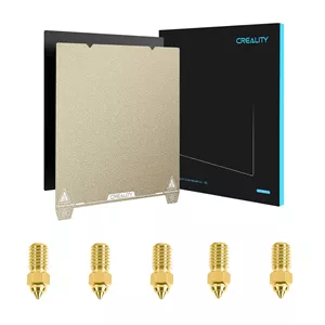 نازل برنجی سرعت بالا 0.4 میلی‌متری Ender 3 V3 SE و صفحه ساخت مغناطیسی PEI کرالیتی 235x235 میلی‌متری برای Ender 3 V3 SE و Ender 5 S1 (5 عدد)