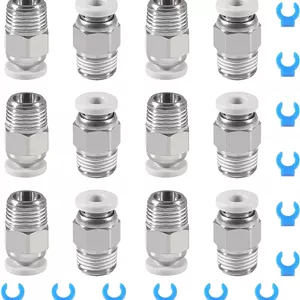 ۱۲ عدد اتصال سریع پنوماتیک PC4-M10 نر مستقیم لوله PTFE۱۲ عدد گیره اتصال پنوماتیک برای اکسترودر پرینتر سه بعدی Ender3/ CR10