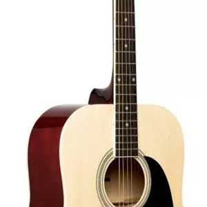 گیتار آکوستیک Dreadnought استاگ، صفحه Basswood، صفحه انگشت‌گذاری و بریج افرا رنگ‌شده مشکی، دسته Nato، دنده‌های باز، گوشی‌های نیکلی، طبیعی | SA20D NAT