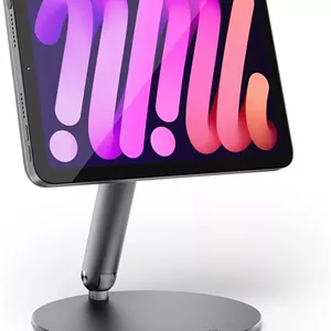 پایه مغناطیسی 360 درجه LULULOOK برای آیپد مینی 7 A17 Pro/Mini 6 8.3 اینچ (2024/2021)، پایه رومیزی تبلت تاشو آلیاژ آلومینیوم با پایه چرخان برای طراحی و تماشای اپل آیپد مینی 7/6 (خاکستری)