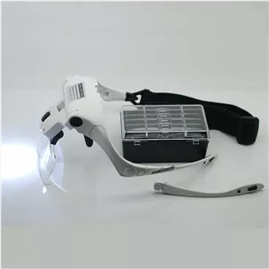 هدست ذره بینی چراغ دار LED مناسب اکستنشن مژه، طراحی ناخن و تاتو به همراه 5 لنز (1.0X 1.5X 2.0X 2.5X 3.5X)