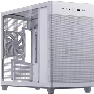 کیس ایسوس AP201 Prime نسخه TG سفید، کیس MicroATX با حجم 33 لیتر، پنل‌های جانبی بدون نیاز به ابزار، توری شبه فیلتر، با پشتیبانی از خنک‌کننده‌های 360 میلی‌متری، کارت گرافیک‌های 338 میلی‌متری، پاورهای ATX استاندارد، سفید | 90DC00G3-B39010