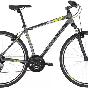 دوچرخه هیبریدی KELLYS Cliff 30 – چرخ های 700C، سیستم دنده 24 سرعته Shimano، ترمزهای V-Brakes – خاکستری و آبی – دوچرخه شهری و ترکینگ مردانه