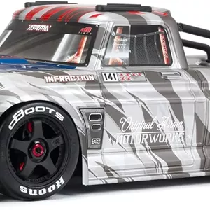ماشین آرسی کامیون جاده‌ای ARRMA 1/7 Infraction 6S BLX V2 RTR (شامل فرستنده و گیرنده، باتری و شارژر مورد نیاز است)، نقره‌ای، ARA7615V2T2