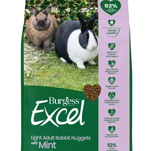 خوراک پلت خرگوش بالغ چاق Burgess Excel Light - 1.5 کیلوگرم