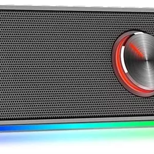 ردراگون GS560 ساندبار RGB رومیزی، اسپیکر کامپیوتر 2.0 کاناله با نوار نورپردازی پویا، همگام سازی صدا و نور/نمایشگر، نور پس زمینه کنترل لمسی با دکمه تنظیم صدا، تغذیه از طریق USB با کابل 3.5 میلی متری