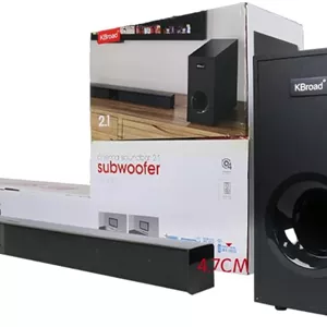 سیستم ساندبار 2.1 کاناله با ساب ووفر بی سیم، توان خروجی 300 وات، پخش بلوتوث، اتصال HDMI و اپتیکال، مشکی